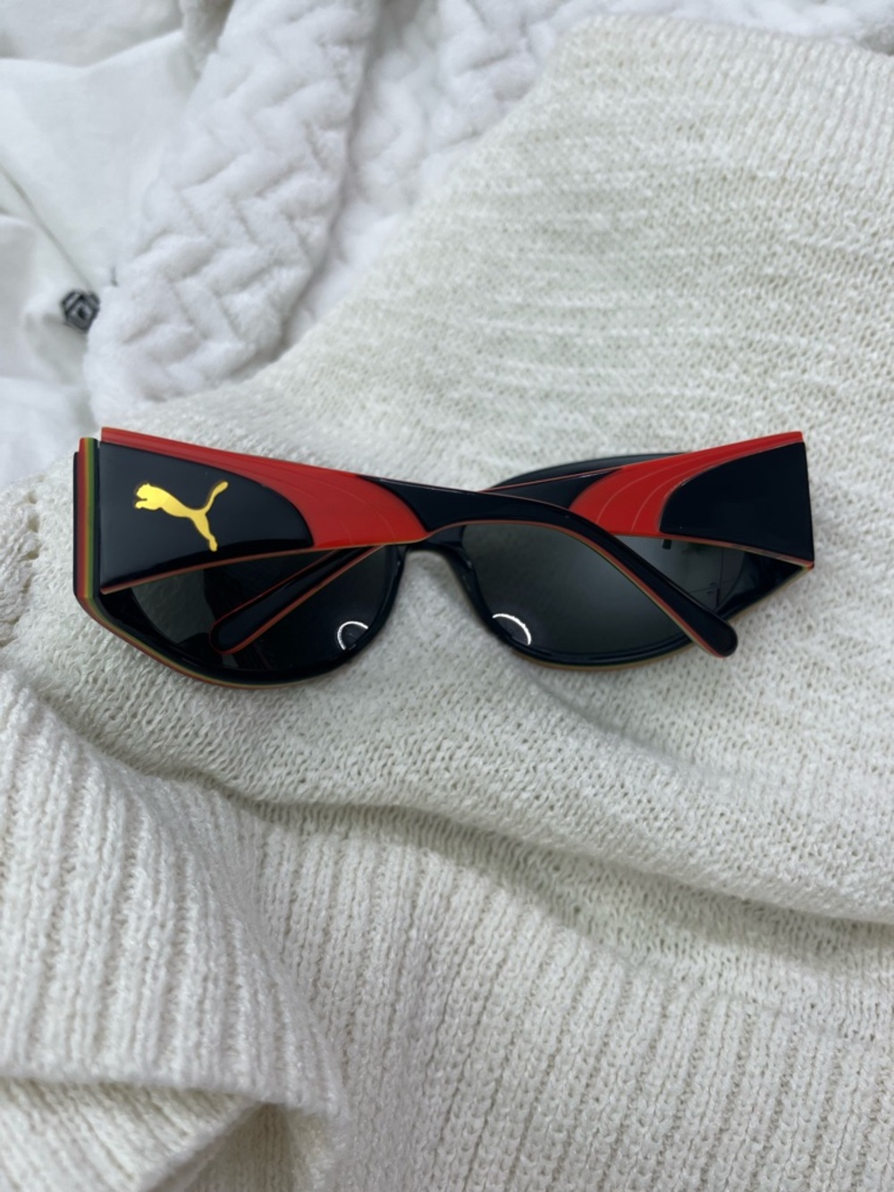 Puma menSporty Cat-Eye Sunglasses in Black & Red